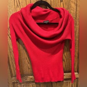Torrid Sz 00 Vibrant Red Cowl-Neck Sweater